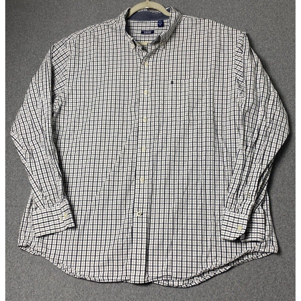 Izod Shirt Mens Tattersall Plaid Long Sleeve Button Down Sz XXL